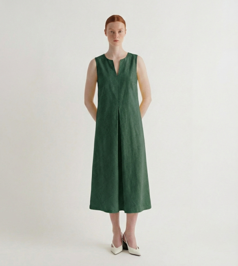 Платье хлопок без рукавов со складкой