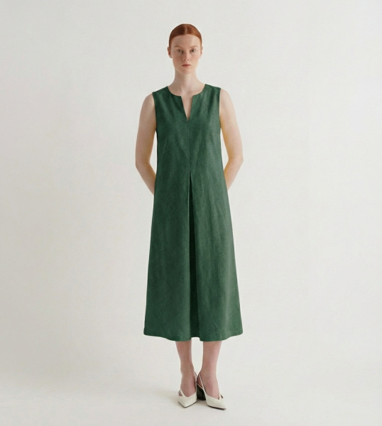 Платье хлопок без рукавов со складкой