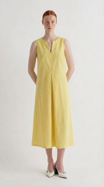 Платье хлопок без рукавов со складкой