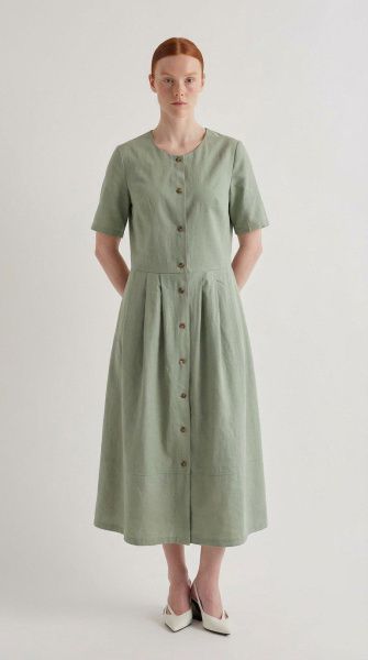 Платье хлопок на пуговицах с юбкой в складку