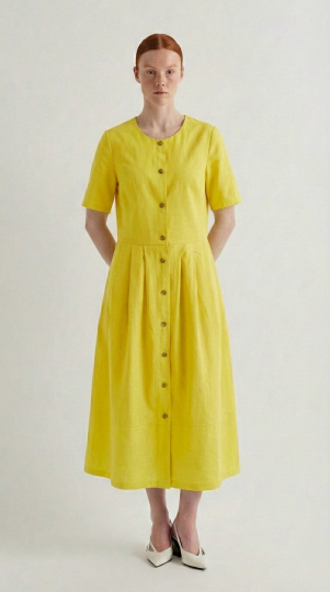 Платье хлопок на пуговицах с юбкой в складку