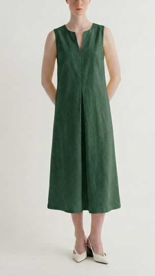 Платье хлопок без рукавов со складкой